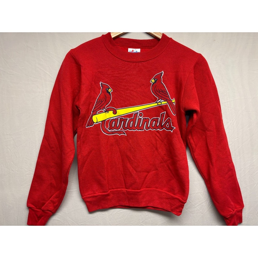 St. Louis Cardinals Majestic MLB Sweatshirt Youth Red Graphic Crewneck NWT Small